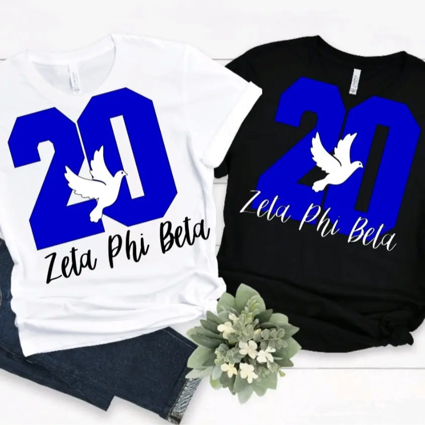 Zeta Phi Beta shirt, Glitter shirt, Zeta Phi Beta sweatshirt, J16, dove, pearls, 1920, Zeta Phi Beta sorority Shirt Crew Neck Cotton Black White
