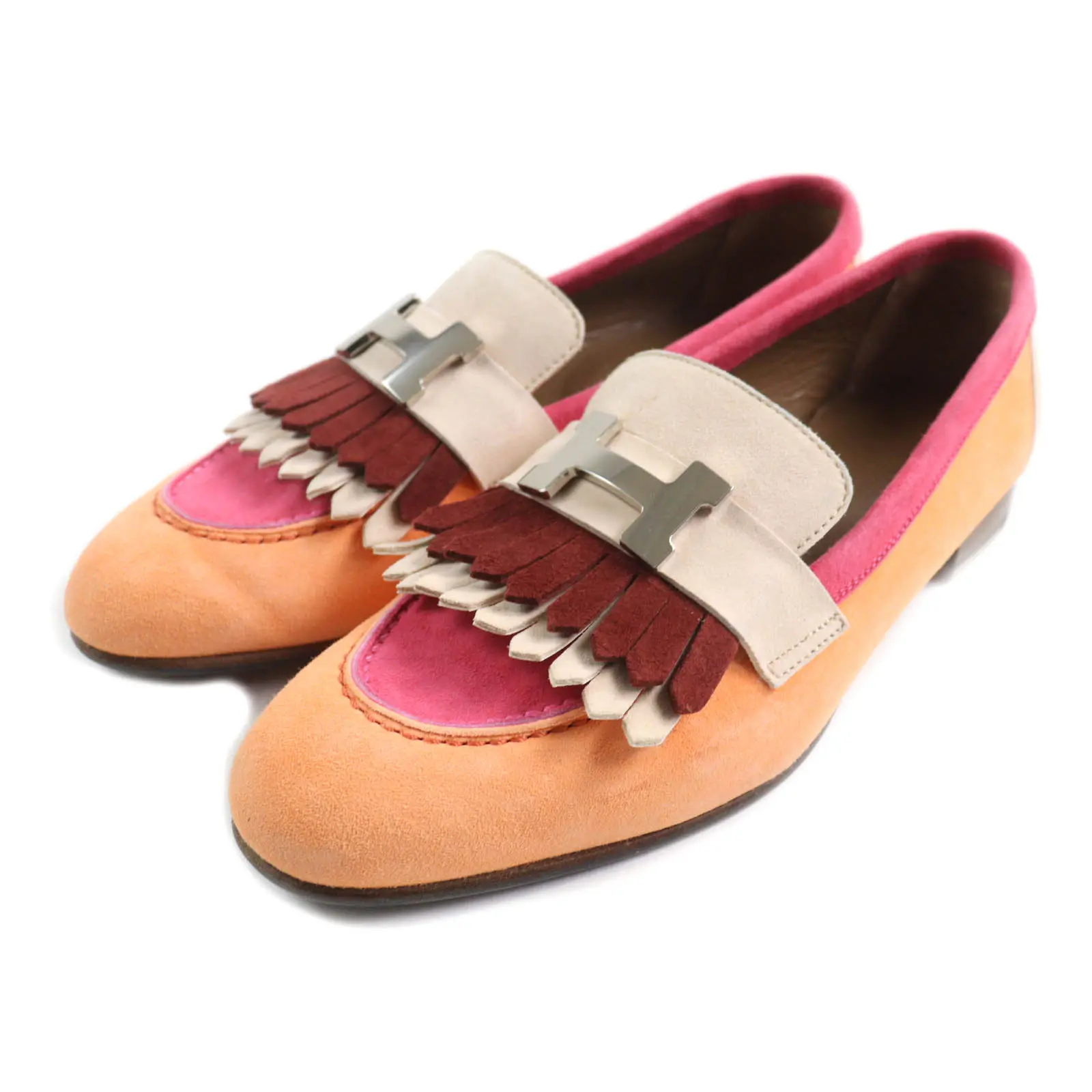 Pre-owned HERMÈS Suede  Small Leather Goods Hermes Royal HMetal tassel Loafers