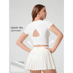 GLOWMODE Lightweight Cut-Out Cropped Tee Yoga Daily Casual Baby Tee Quick Dry Moisture Wicking going out top