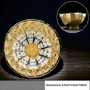 Golden Lotus Jianzhan Master’s Cup – Handmade Gilded Tea Cup for Gongfu Tea & Gift Collection