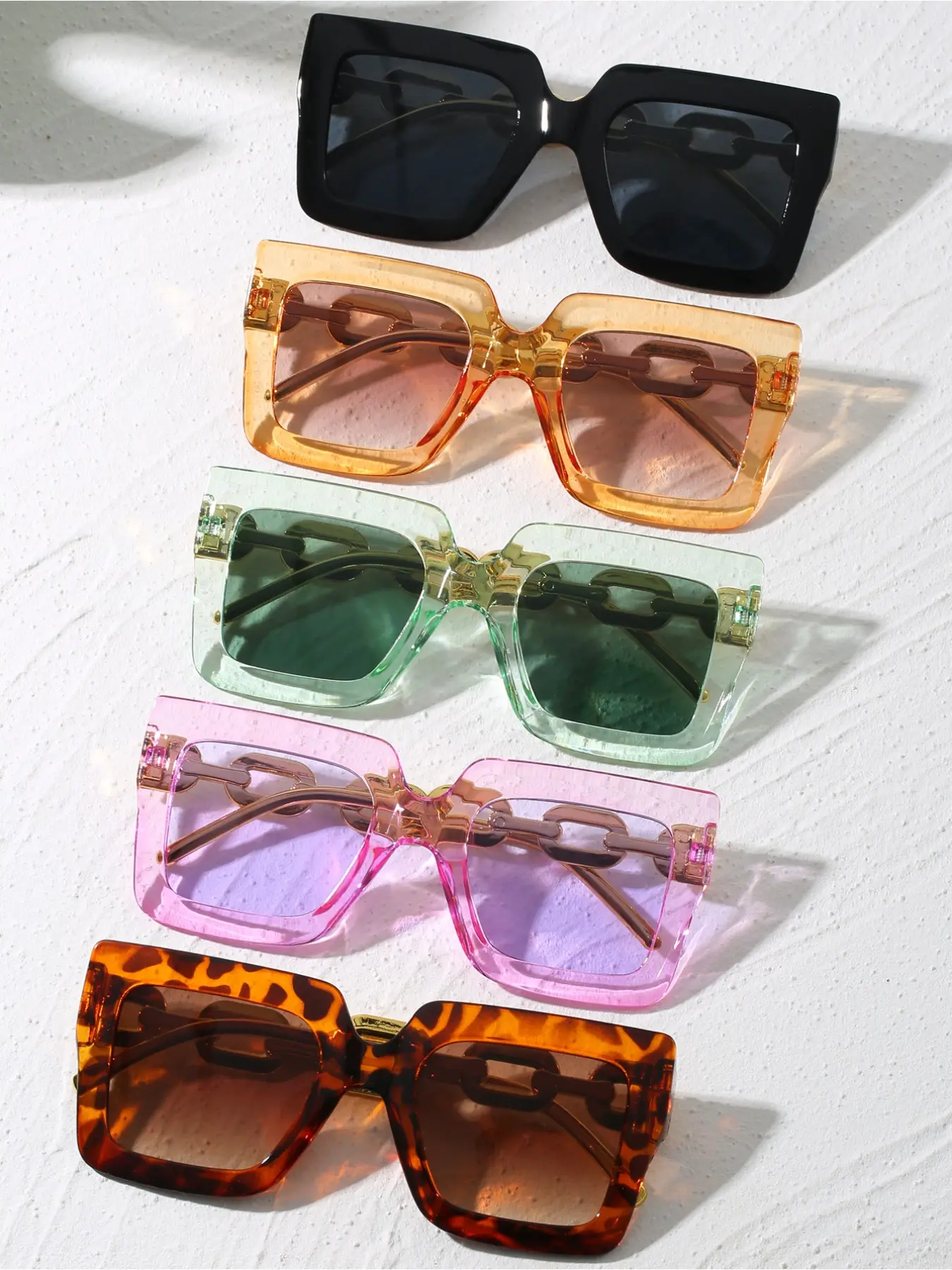 5 pairs of men's and women's square multi-color fashion trend combination sunglasses, suitable for outdoor sports, travel, electronic music festivals, sports style, driving, festival wear, beach, outing wear, summer accessories,