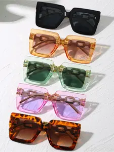 5 pairs of men's and women's square multi-color fashion trend combination sunglasses, suitable for outdoor sports, travel, electronic music festivals, sports style, driving, festival wear, beach, outing wear, summer accessories,