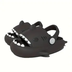 Cloud Shark Slides Non-Slip Novelty Extremely Comfy Cushioned Thick Sole, Lightweight & Breathable EVA Material, Indoor/Outdoor Use for Youngsters & Youngsters, Youngsters Indoor Outdoor Shoes, Playful Youngsters Footwear