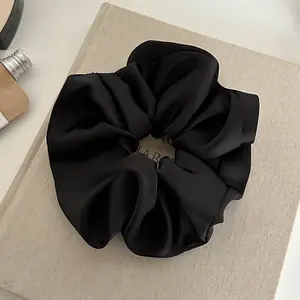 Moonlight Duo Large Satin Scrunchies in Black Elegant Colors for Thick & Fine Hair Gentle on Hair Reduces Breakage Minimizes Frizz