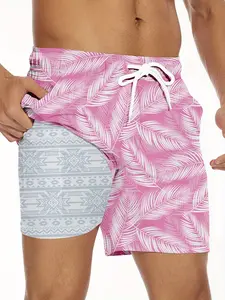 Men's Swim Trunks Board Shorts Quick Dry with Compression Liner Stretch Beach Shorts