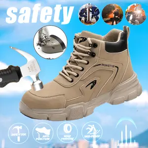 Composite Toe Anti Smash Anti Puncture Safety Work Boots Men's Non Slip Lace Trainers Labor Protection Lightweight