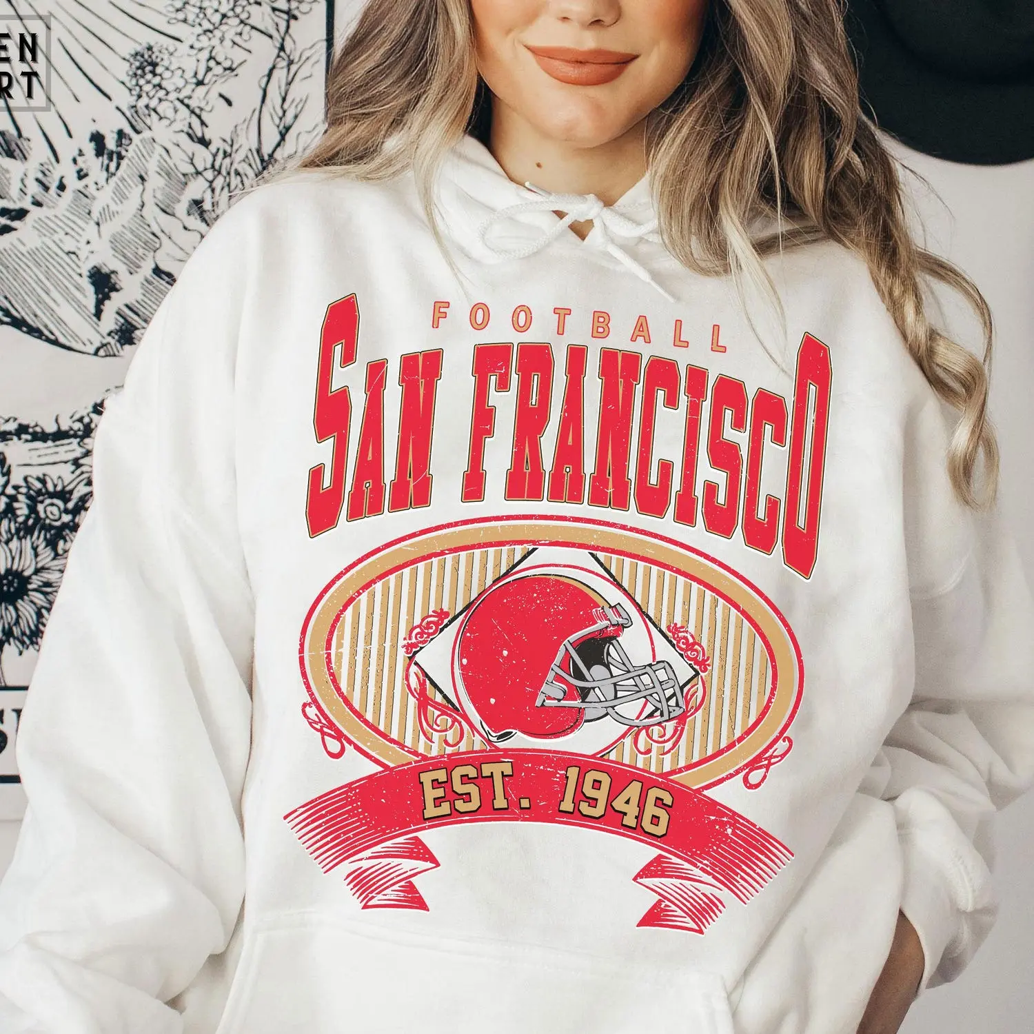 Vintage 90s San Francisco Football Vintage Hoodie Sweatshirt TShirt, Hoodie San Francisco Football Tshirt, San Francisco Football Crewneck Fan Gift S1GU