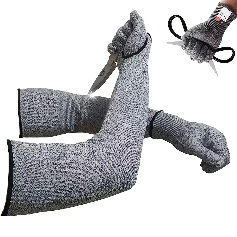 Protective Arm Sleeves + Protective Gloves Combo Set, Level 5 Protection Cut Resistant, Suitable For Outdoor, Cutting, Construction, Maintenance, Sea Fishing; Machine Washable; Superior Comfort And Dexterity; Lightweight;