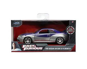 Jada 1:32 1995 Nissan Skyline GT-R (R33) – Silver/Purple – Fast & Furious