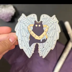Biblically Accurate Void Cat | Angel Wing Stickers and Magnet, Biblically Accurate Angel Sticker, Black Cat Decal, Be Not Afraid, Creepy Eyes Sticker Decor Decorative