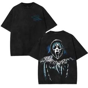 Dead by Daylight Ghost Face Tee – Washed Cotton Menswear Top | Smooth Streetwear Prints for Man, Casual Classic Gaming Style