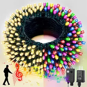 LAMPHOME 66ft Christmas Mini Lights with Music Motion Sensor Controller,200 LED Fairy Starry String Light Plug in for Indoor Outdoor Xmas Tree Wedding Party Decoration (Warm White and Multicolor)