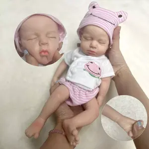Lifelike Full Silicone Reborn Doll 13 Inches 33cm Soft Touch Baby Doll with Cute Clothes Vivid Facial Expressions Perfect Gift for Collection Festivals Birthdays and Christmas