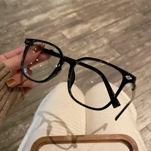 Designer Inspired Oversized Square Glasses for Women Men, Luxury Black Frame Eyewear with Metal Temple Details, Vintage Geek Chic Everyday Fashion