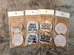Car Coasters, Set Of 2, Gifts For Her, Cute, Car Accessories