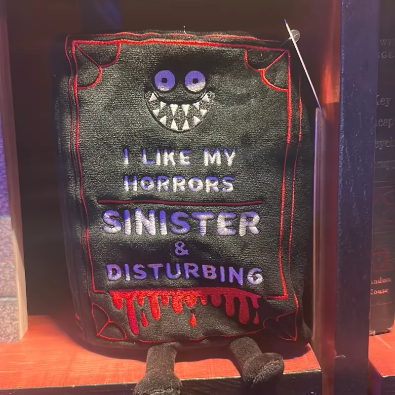 Punchkins Horror Book Plushie - "I Like My Horrors Sinister & Disturbing" with Unique Design and Text