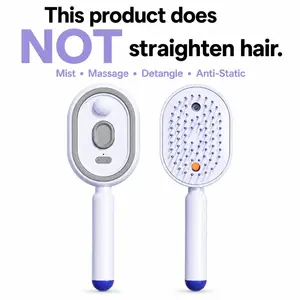 [Not straightened] Electric Spray Air Cushion MassageComb, Self-Cleaning Anti-Tangle Hair Brush, Anti-Static Volumizing Scalp MassageBrush for Dry Frizzy Hair Care, No Essential Oil Included