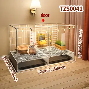 Small Pet Cage with Tray, Rabbit Cage House Automatic Cleaning, Indoor Transparent Viewing Villa Empty Cage, Small Animal Habitat, Hamster Cage Habitat