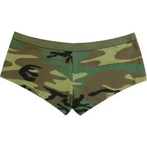 Woodland Camouflage Women’s Army Booty Shorts – Cotton Spandex Camo Lounge Shorts