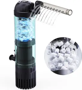 SEAOURA Submersible Aquarium Filter for 20-50 Gallon Tanks with Fluid Bed & Biochemical Sponge 165 GPH Water Pump Ultra-Quiet for Saltwater & Freshwater 6-in-1 Multifunctional Filtration System aquarium accessories