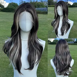 SMILCO/24Inch Elegant Natural Brown Highlight Lace Wig –Futura hair /Straight Texture/SM9239