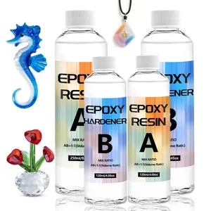 Transparent Epoxy Resin Kit 240ML/8.12oz & 500ML/16.91oz, Self-Leveling High Gloss No Yellowing Bubble-Free Casting Resin for Crafts Desktop DIY