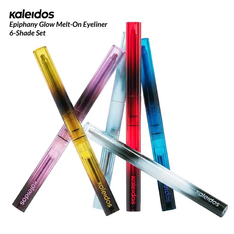 Kaleidos Epiphany Glow Melt-On Gel Pencil Eyeliner Set (6-Piece Assorted Shades Eyeliner) - Waterproof, Metallic, Bling Effect, Cruelty-Free, Cosmetic Gift for Festival Makeup