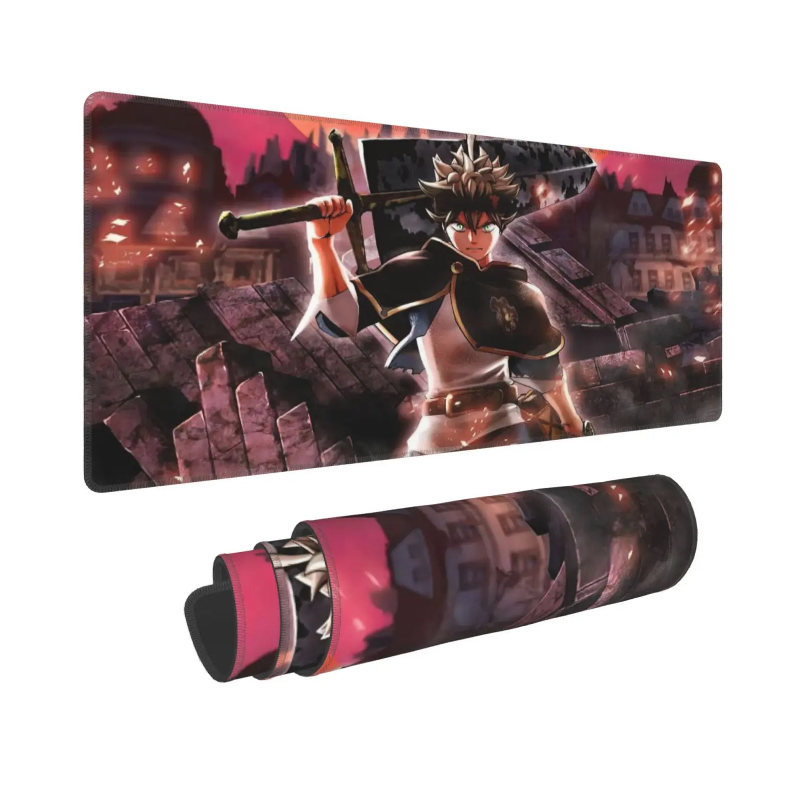 Black Clover Desk Mat 11.8×31.5 in – Large Anti-Slip Mouse Pad, Wizard Magic Action Theme for Gaming Setup & Office Use