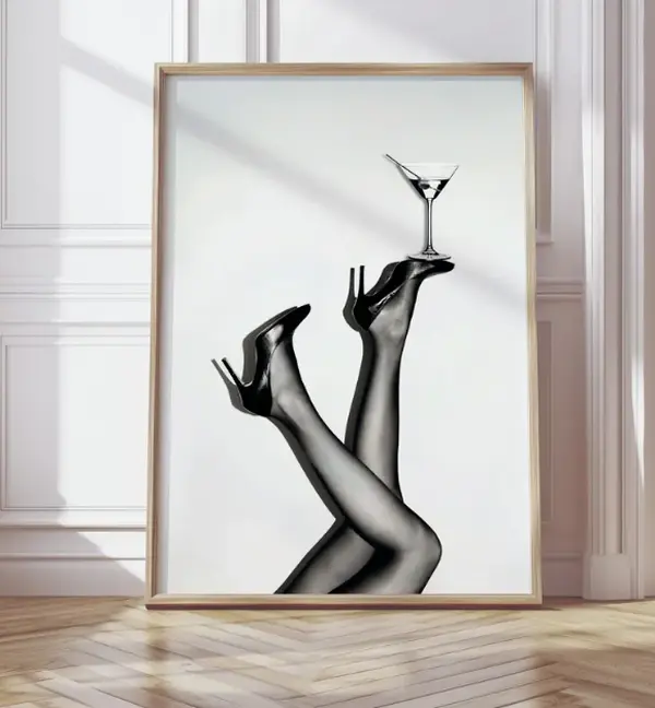 Martini Glass Legs Poster, Glam Girl Wall Art, Retro Fashion Printable, Aesthetic Digital Download, Femme Chic Typography Style Decor Print [ NO FRAME ]