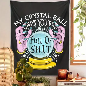 Divination Crystal Ball Tapestry - Knit Peach Skin Velvet Polyester Wall Hanging,Portrait Orientation, Unique Patterns, Dorm & Home Decor Room Bedroom Decoration Art Design