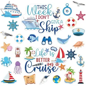 27PCS Cruise Door Decorations Magnetic Large Nautical Ship Magnets Reusable Funny Carnival Cruise Cabin Magnets Stickers for Door Decorations Fridge Car Computer
