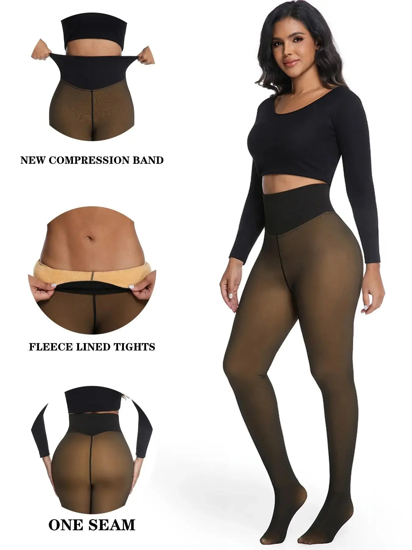 Women's Thermal Fleece-Lined One-Seam Tights, High Stretch Compression Fit Warm Leggings for Fall and Winter Daily Wear, seamless comfort layer, sleek line, tailored comfort, cozy refinement, easy movement