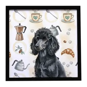 Carolines Treasures WDK7569MFP88 8 x 8 in. Standard Black Poodle Coffee Bar Framed Metal Print