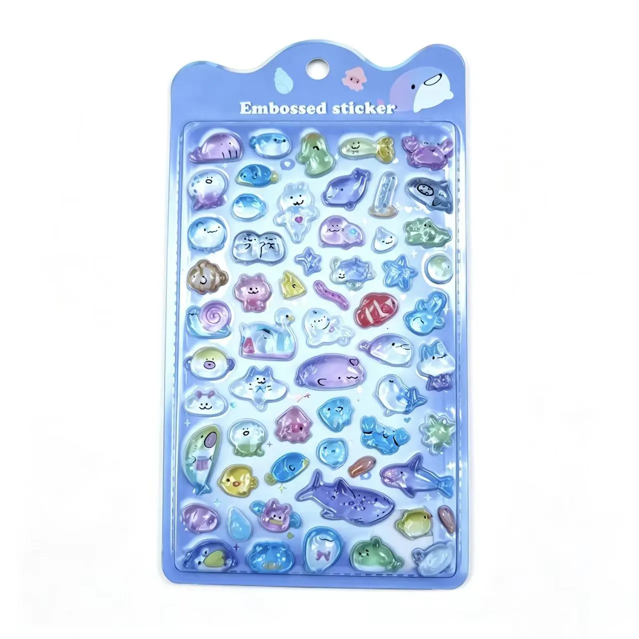 Ins Gradient Clear Sea Creatures Embossed Puffy Stickers, Cute Whale Fish Bubble Decals, DIY Decor for Water Bottle Pencil Case Journal