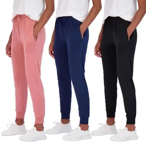 Real Essentials 3 Pack Women's Plus Size Just My Lounge Joggers Soft Sleepwear Pajamas Loungewear Yoga Pants Active Athletic Track Running Workout Casual Ladies Yoga Sweatpants Pockets, Set 1, 1X