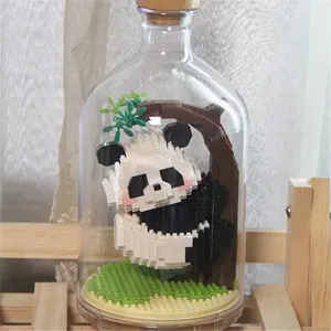 Panda Design Toy, 1 Set DIY Panda Building Blocks Toy, Creative Desktop Decoration, Educational Assembly Toy for Teenager, Building Block Bear