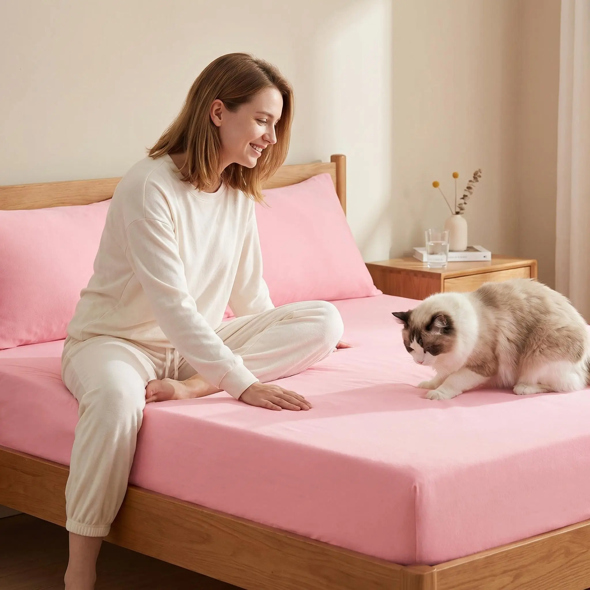 [ Summer Sale Deals ]NTBAY Fitted Sheet Only - Soft Brushed Microfiber Deep Pocket Fitted Sheet, Wrinkle & Fade Resistant Bed Cover, Hotel Quality Breathable Mattress Cover