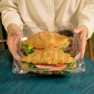 [200 ct] 9'' x 9'' Hinged Food Containers | PET | Clear