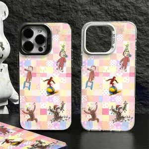 Phone case for iPhone 17 16 15 14 17AIR 16E 13 12 11 Pro/Pro Max XS /7/8/plus/FE XR/X/XSMAX Curious George And Drop Proof shockproof and non-slip Cute Monkey cover junk Metal Phone Cases Gifts for good friends