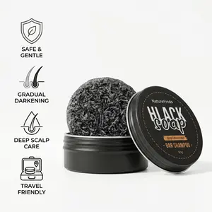 Natural Shampoo Bar Cleanser - Plant-Based Haircare Cosmetic for Gradual Gray Coverage, Deep Scalp Care - Safe, Gentle Solid Hair Darkening Soap for Men & Women - Travel-Friendly (50g/1.76 oz)