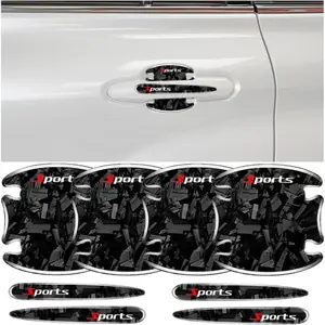 Sport Carbon Fiber Door Handle Protector Stickers, Universal Fit for Toyota RAV4, Ford Bronco, Honda, Easy 3-Min Installation, Anti-Scratch, 8-Piece Set