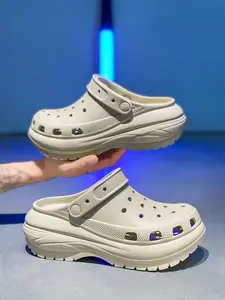 3-Color Couple Thick-Sole Clog Slippers, Walking Shoes (35-45 Sizing) - EVA Lightweight Material + Breathable Holes + Anti-Slip Sole, For Outdoor Wear & Home Casual, Comfortable, Easy To Put On & Take Off, Anti-Slip & Wear-Resistant, Couple Match, Creeper