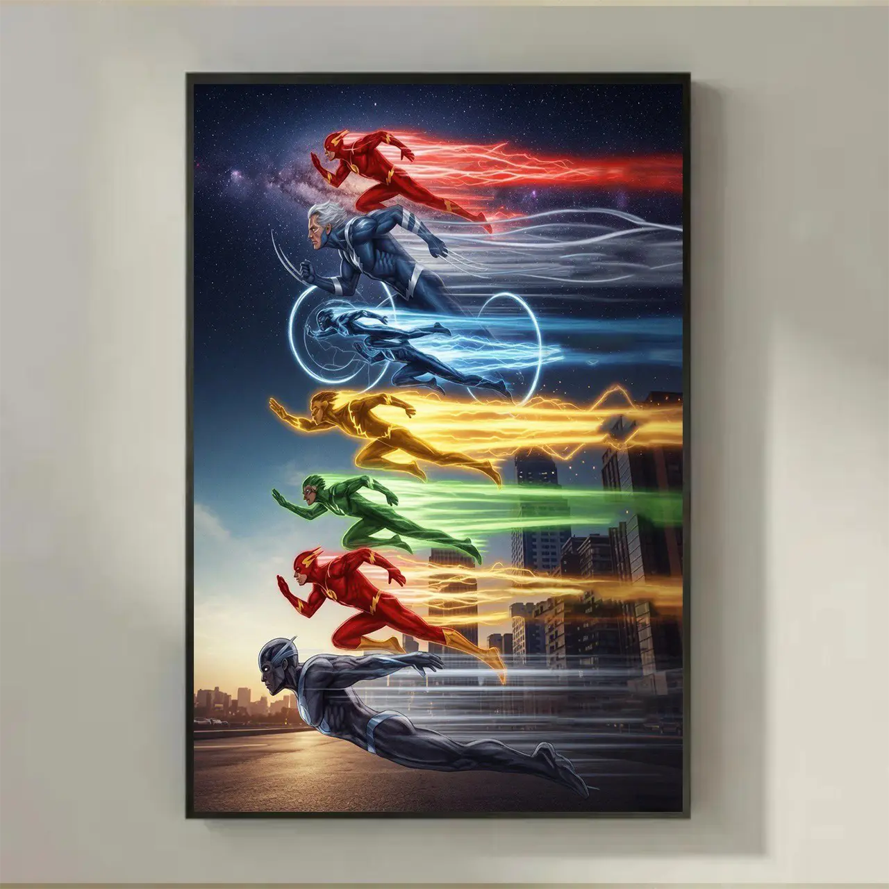 [Unframed Poster] Different Hero Shadow, The Seven Superherooo Shadoww Home Poster for fans, Gift for Superhero fans
