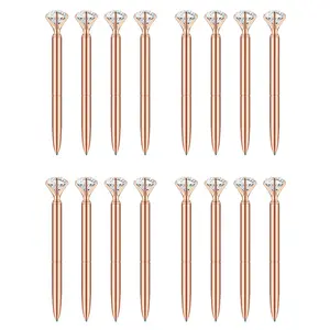 16 Pack Rose Gold Diamond Ballpoint Pens w/ Black Ink - Perfect for Office Supplies, Gifts, Weddings, Birthdays