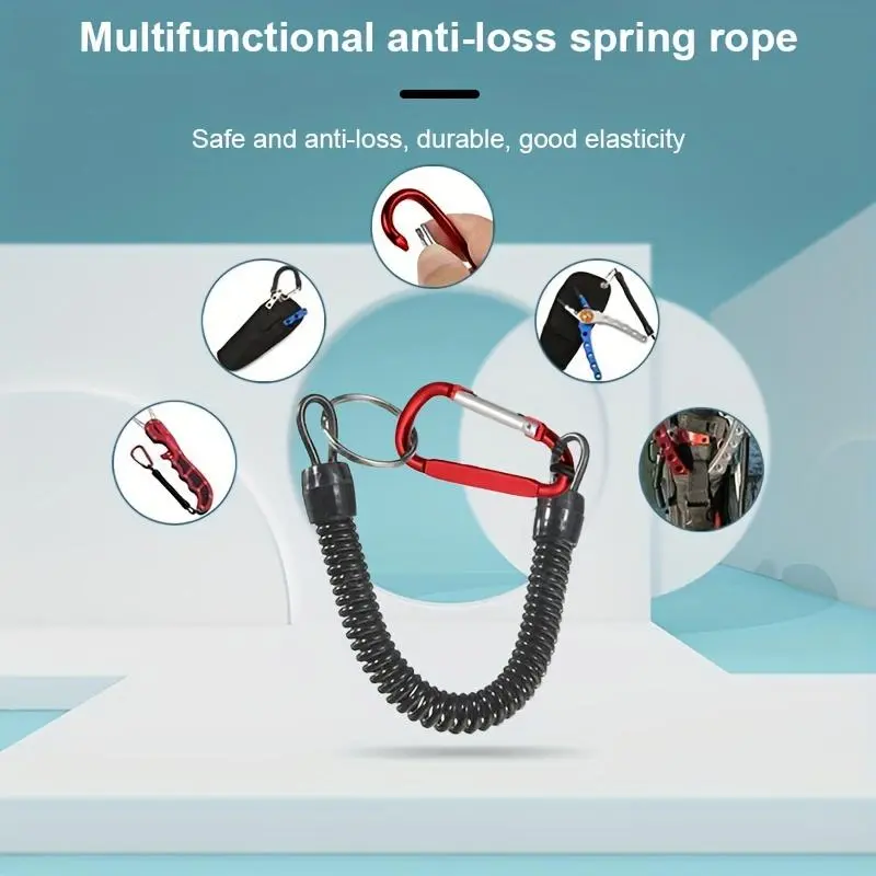 Fishing Lanyards 3pcs 21cm Retractable Coiled Tether with Carabiner TPU Boating Fishing Rope Retention Rope Fishing Tools Tackle