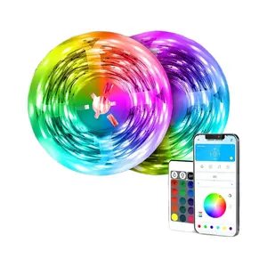 130FT 100FT LED Strip Lights RGB Indoor Desk Bedroom Decor with APP Control Remote 24V Smart Power Supply Perfect Birthday Gifts