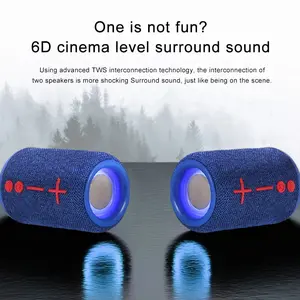 Rockmia EBS-033 5W Mini Fabric Mesh Speaker Bluetooth 5.0 Wireless Universal RGB Lighting TWS Support IPX4 Waterproof Rechargeable MP3 Player USB Flash Disk Handle