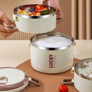 Multi-Layer Lunch Box Large Capacity Dual Layer with Lid, Stainless Steel Divided Compartment, Reusable Meal Container for Soup and Breakfast, Thermal Lunch Box, Insulated Bento Box