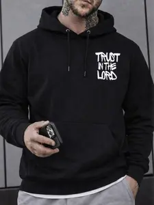 Trust In The Lord Hoodie Men Streetwear Christian Graphic Pullover Cozy Fit