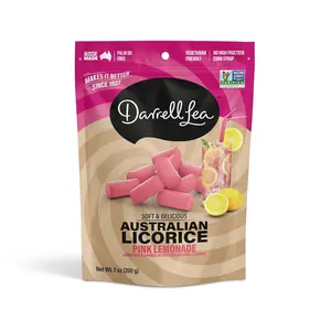 Darrell Lea Soft Australian Licorice, Non-GMO, No Palm Oil, Plant Based, No High Fructose Corn Syrup, Soft & Chewy Licorice Candy, Made in Australia, Pink Lemonade (7 Ounce (Pack of 1))